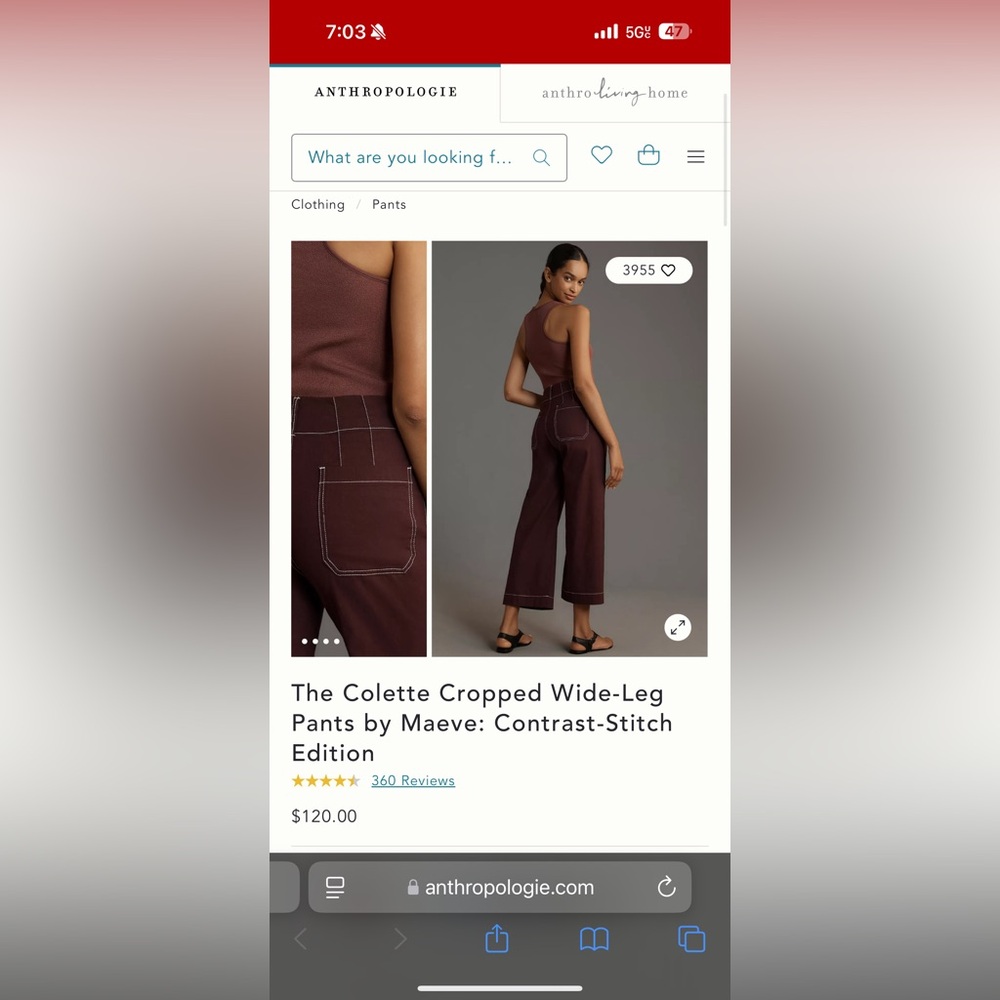 The Colette Cropped Wide-Leg Pants by Maeve: Contrast-Stitch Edition